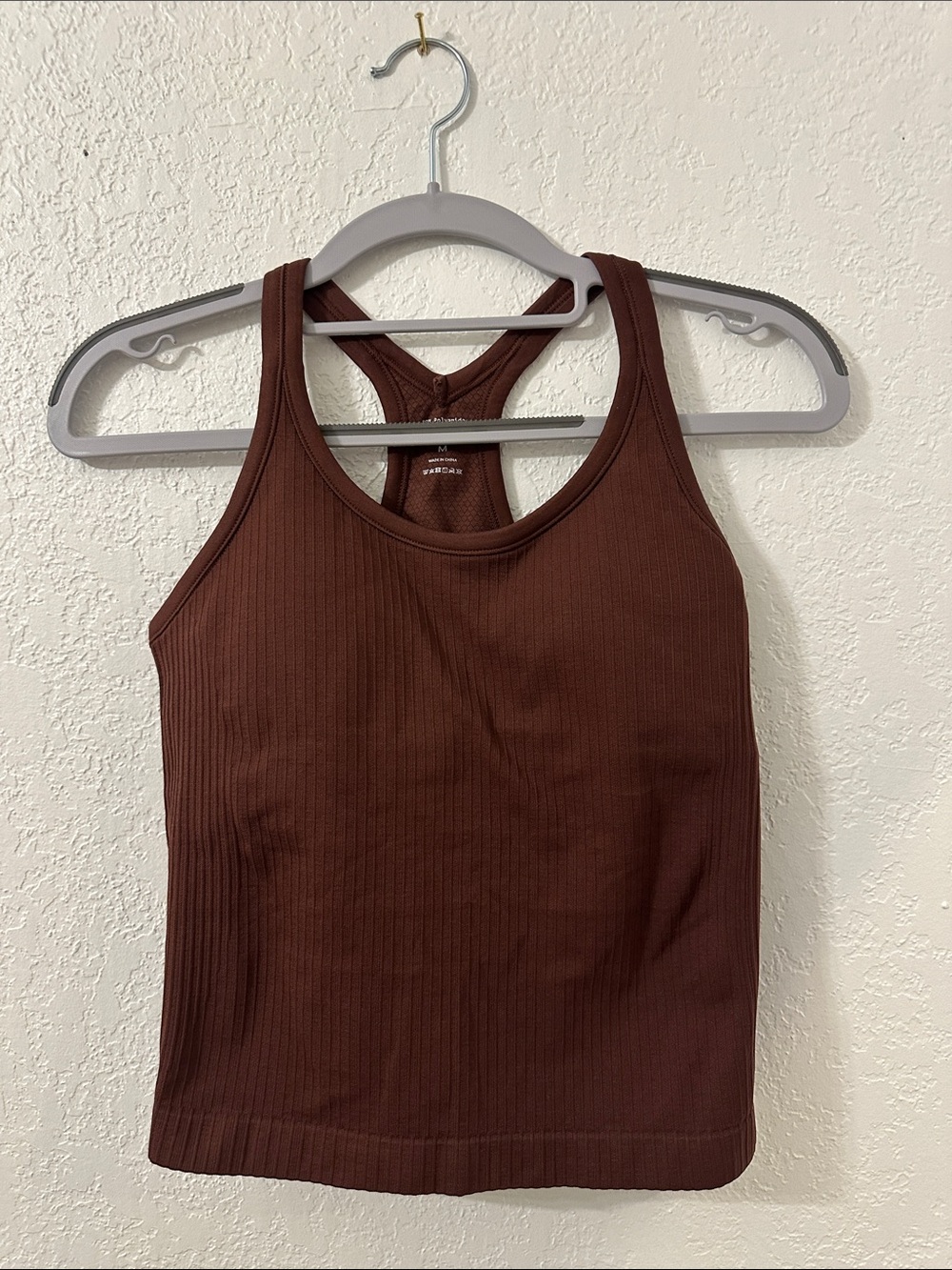 SHEIN Brown Ribbed Racerback Tank Top